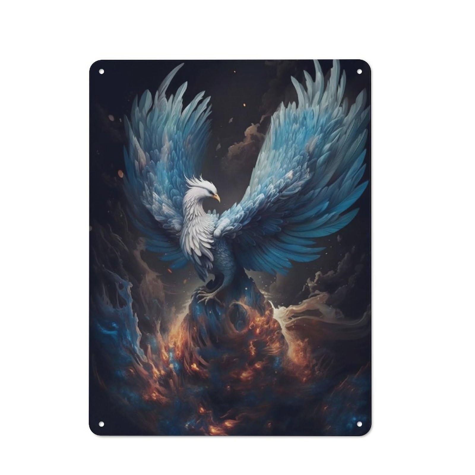 Junmoney Mystical Phoenix Bird Rustic Metal Wall Sign 40X30cm For Café Or Restaurant, Gift Idea At Christmas For Café Owners And Decorators