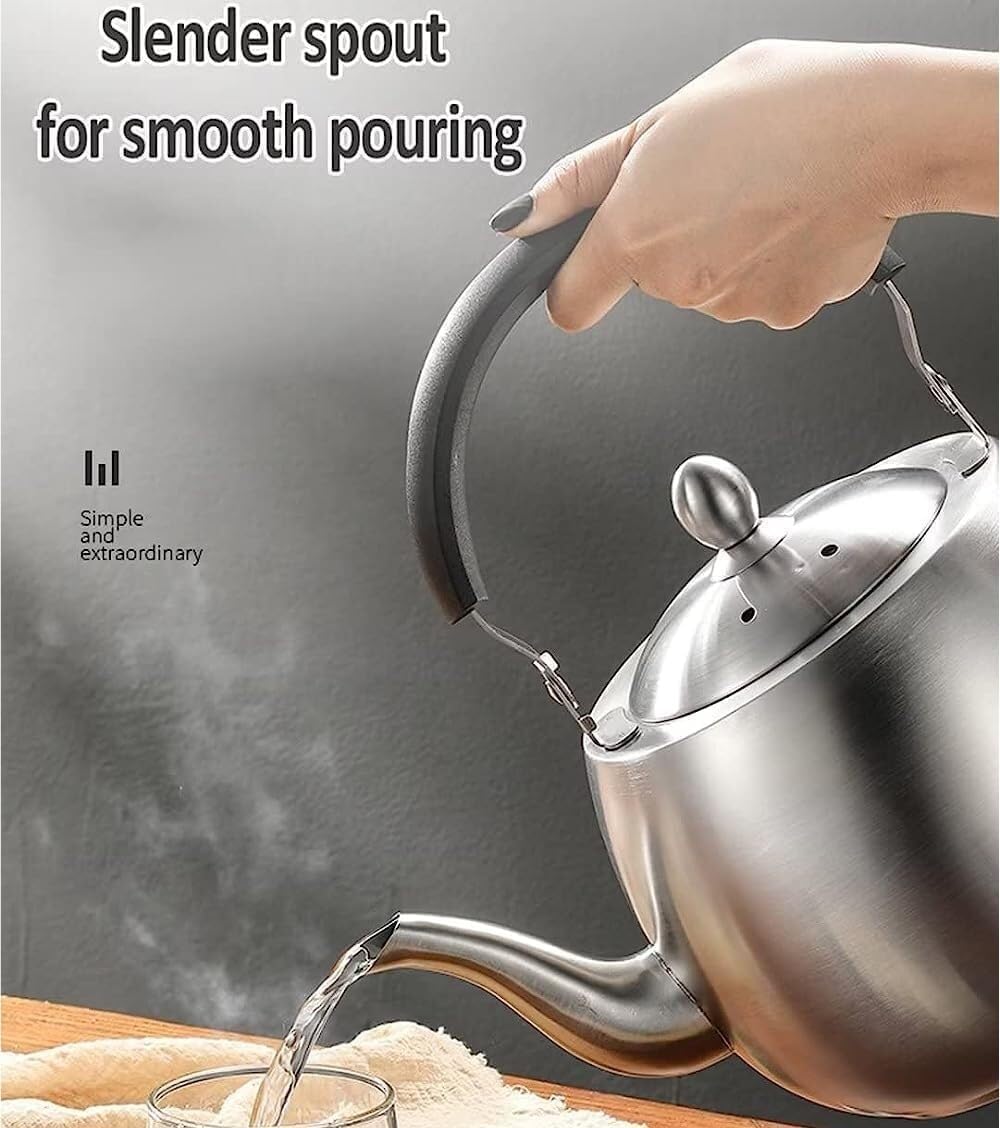 Czajnik do herbaty ze stali nierdzewnej, gwizdający czajniczek 4,2 l, z ergonomicznym uchwytem, do kuchenek gazowych, indukcyjnych, elektrycznych – wytrzymały czajniczek