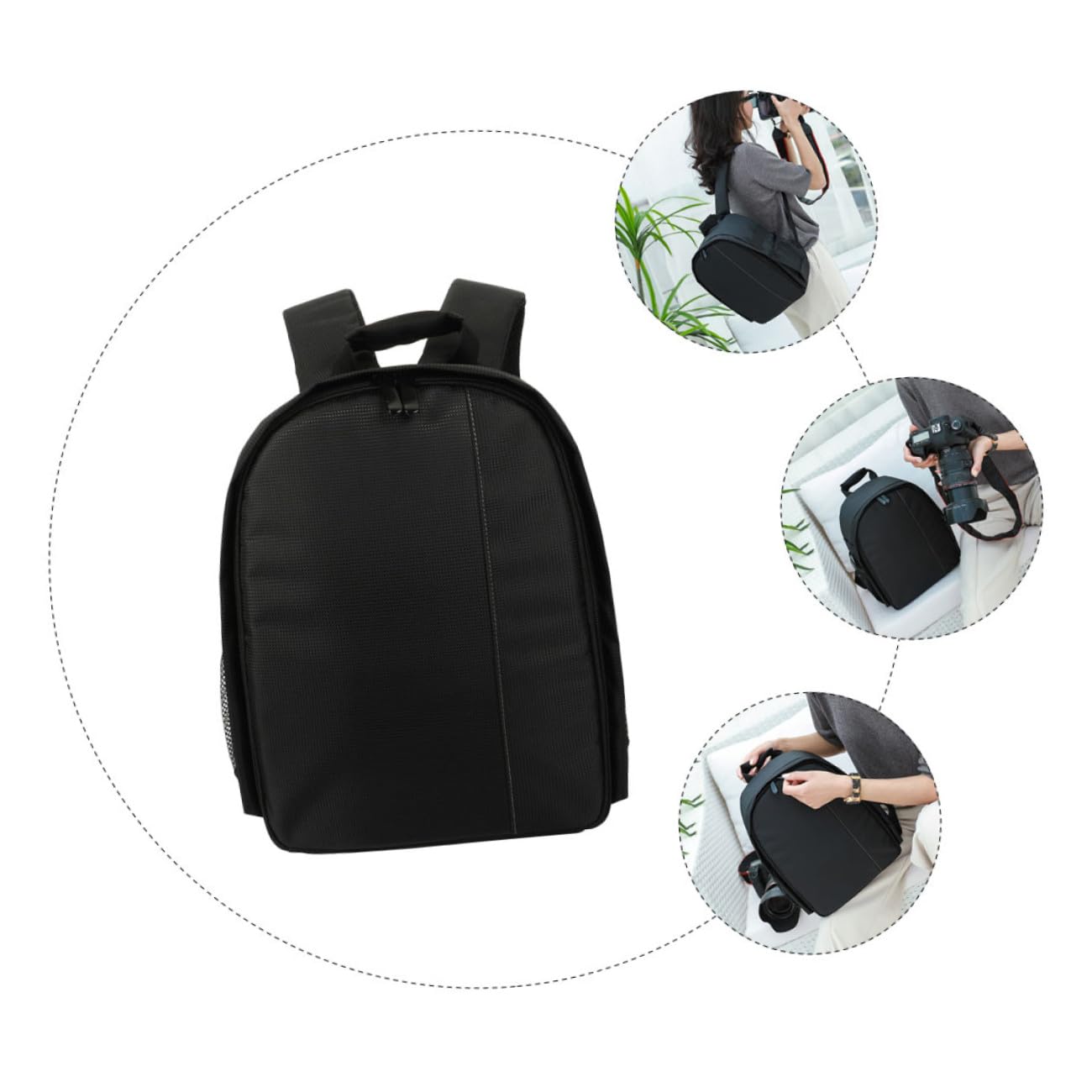 SHINEOFI 2 Piezas Mochila para Cámara de Nylon Gris Organizador para DSLR con Compartimentos y Bolsillo Lateral para para y Actividades al Aire