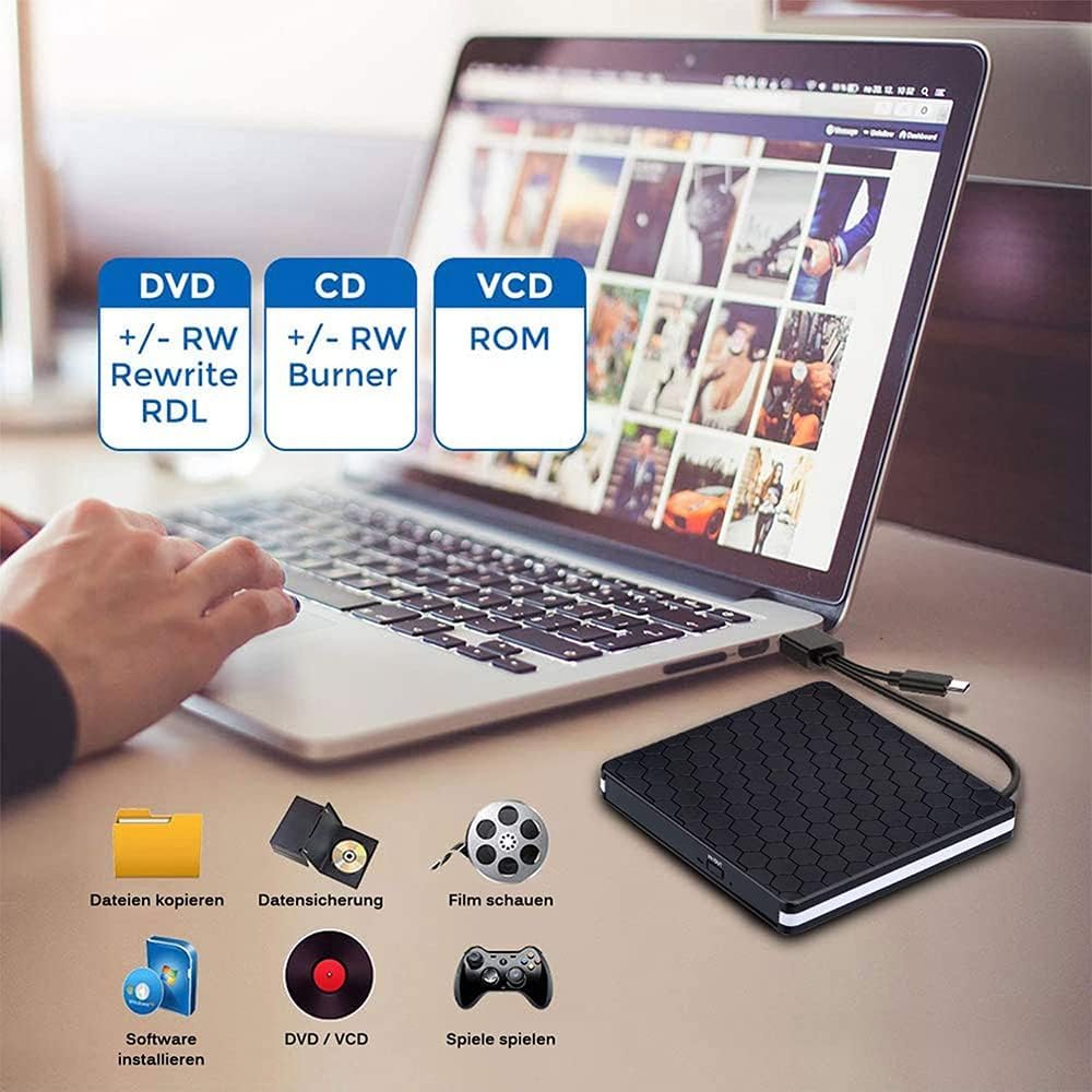 Amicool BT686 Napęd DVD, USB 3.0 Type-C CD DVD +/-RW, Czarny