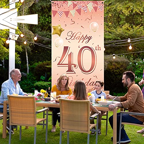 KAINSY Zwart goud 40e verjaardag deurbanner, grote gelukkige verjaardag achtergrond banner decoraties voor mannen… - Image 8