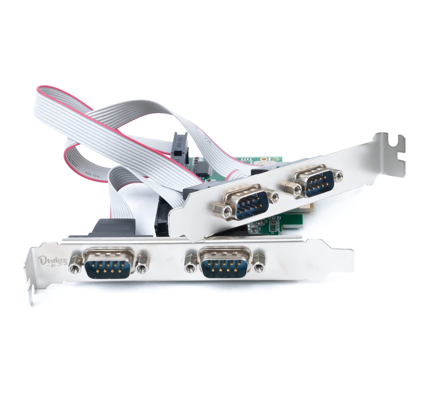 Convertidor de Adaptador de 4 Puertos PCIE a RS232, Tarjeta expansión Controlador PCI Express PCI-E a RS232 para PC de Escritorio con Soporte bajo