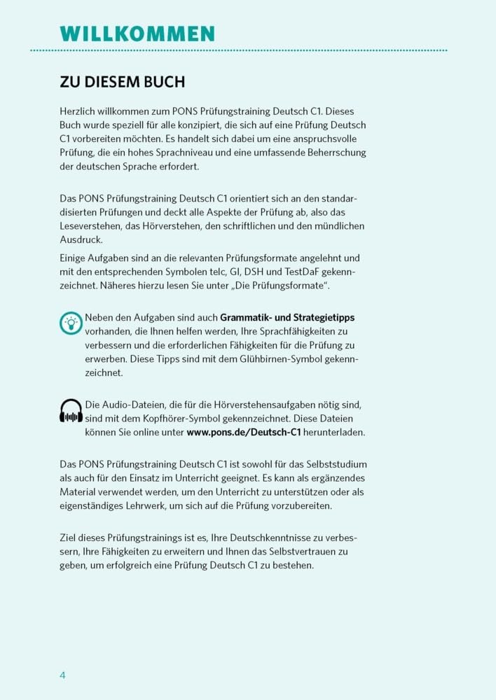 PONS Prüfungstraining Deutsch C1: Intensive Vorbereitung auf das Deutsch-Zertifikat C1 - Mit MP3-Download