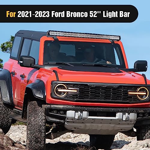 Image of Nilight 2PCS 52 inch Straight LED Light Bar Mounting Bracket Over-Windshield Mount Kit for 2021 2022 2023 2024 2025 2026 Ford Bronco 2 /4 Door (1 Pair, Black)