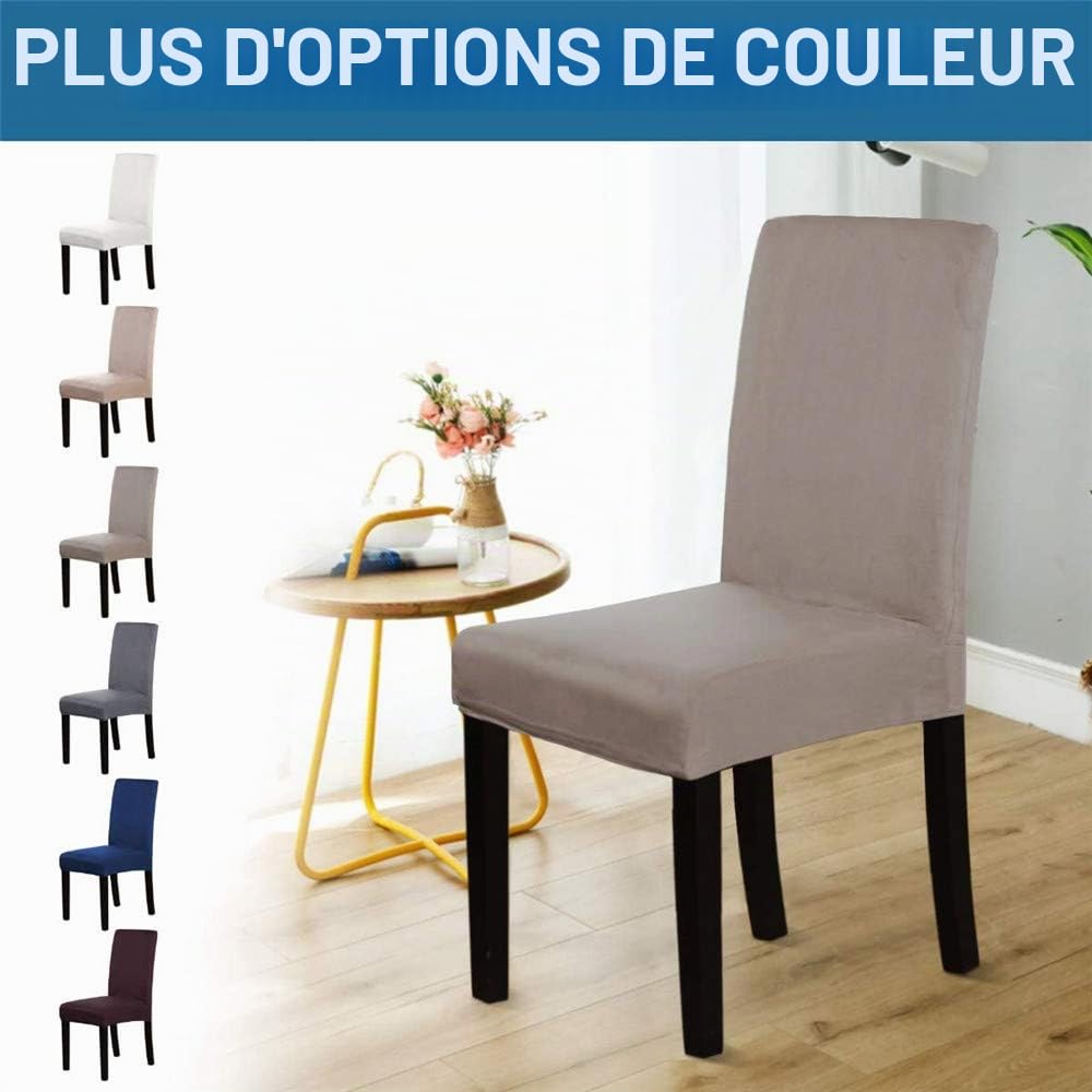 LINGKY Housse De Chaise De Salle à Manger en Daim Housse De Chaise en Velours pour Salle à Manger, Protecteur De Chaise à Dossier Haut Amovible Extensible Doux Hydrofuge (Taupe,Set of 6)