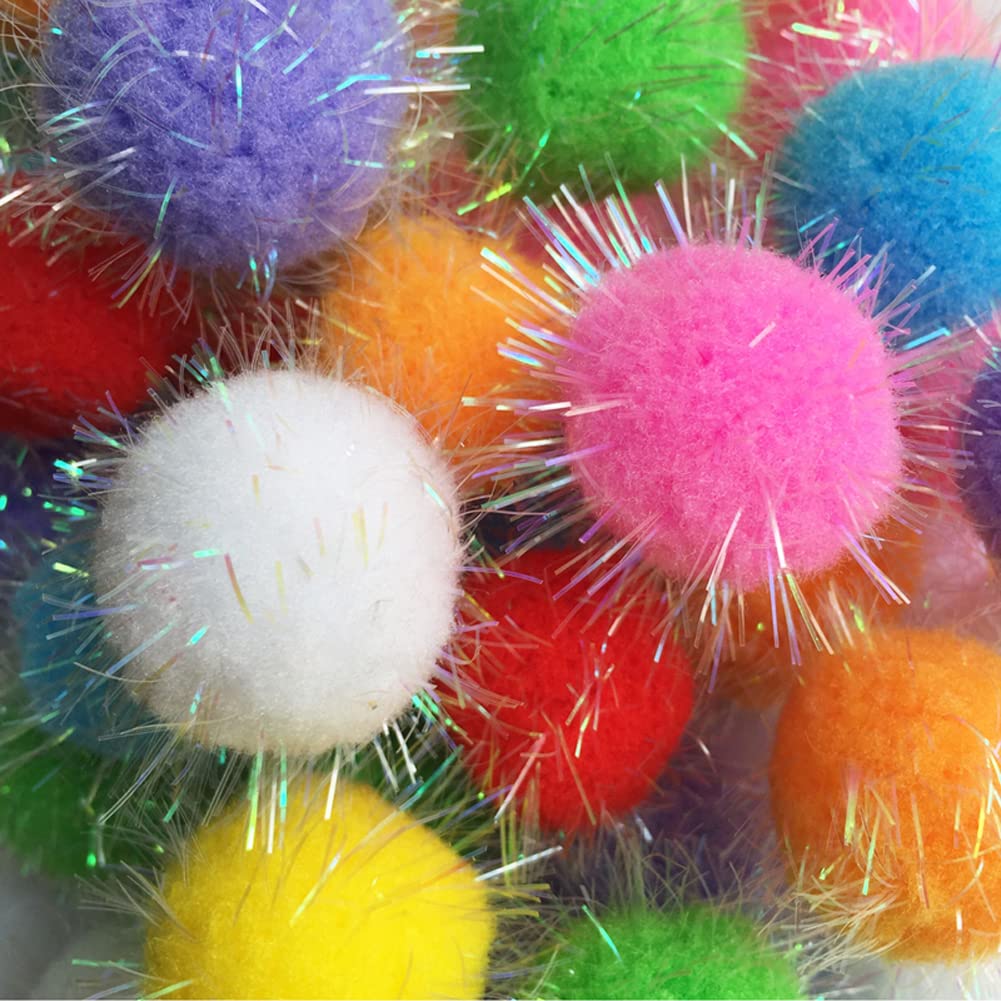40PCS 1.5 Inch New Generation Extra Large Cat's Favorite Chase Glitter Ball Toy Sparkle Pom Pom Balls (40PCS)
