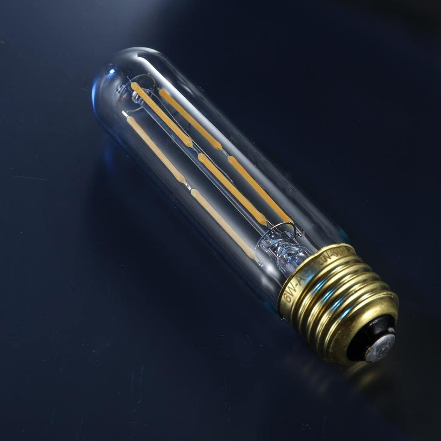 Vintage LED Edison Bulbs 6W, Equivalent 60W, Warm White 2700K, 600lm, E26 Base, Dimmable, Tubular T10 Led Antique Filament Bulb with Decorative, 6Pack