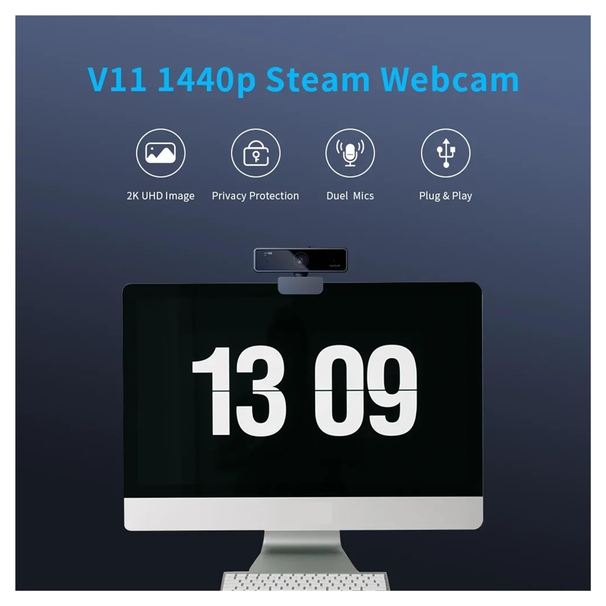 V11 di alta qualità 1080p 60fps Full Hd Plug And Play Computer USB Web Camera Mini Webcam 2K for PC portatile con microfono Incontri e streaming(4K Webcam)