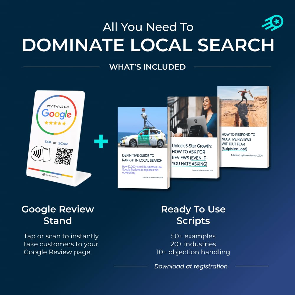 Google Review Tap Card Stand | Boost Online Reviews and Google Rank with Fast Zappy NFC Tap QR Code Stand Works Like Digital Business Card | Compatible with iPhone and Android Devices (1 Large Stand)