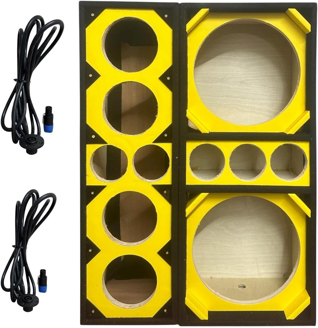 12" Brazilian Style Chuchera Speaker Box for Two 12" Speakers & Three 4" Tweeters Vented Enclosure for Car and One 4 Driver 2tweeter Box