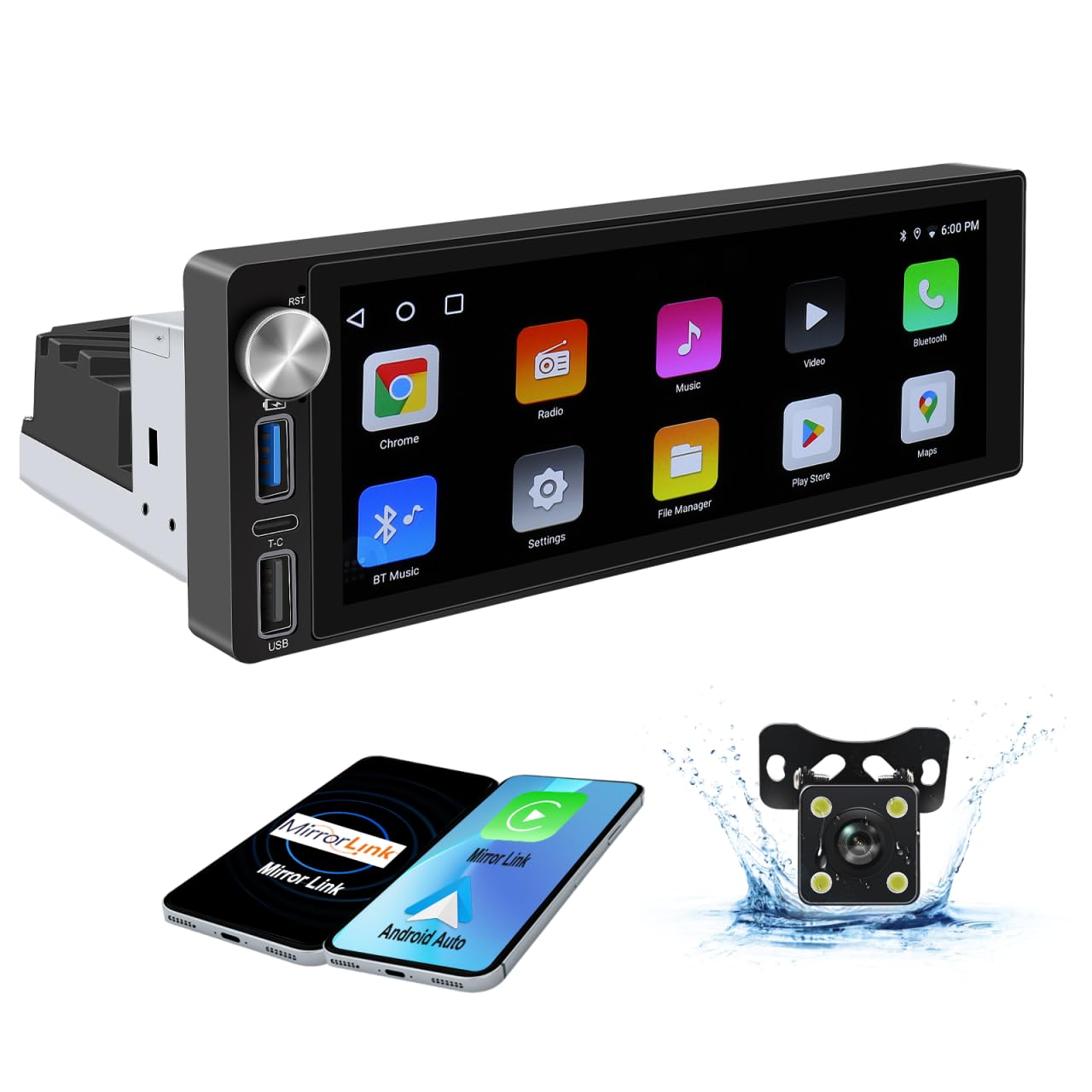 Amazon.com: ZZH Single Din Car Stereo with Wireless Carplay
