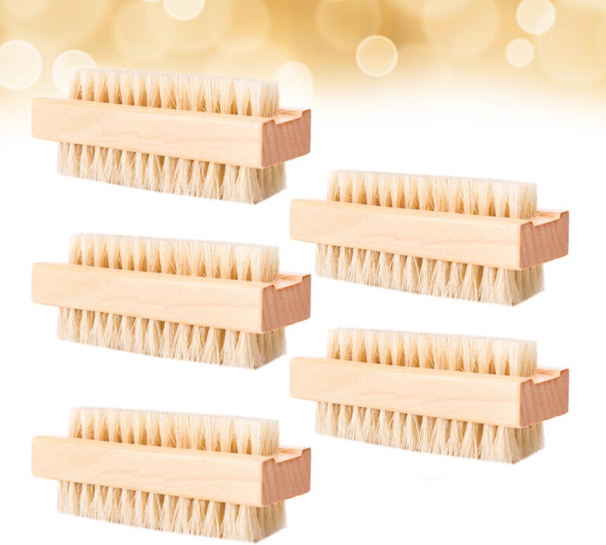 Wood Cleaning Brush with Lotus Wood Handle 5 Pcs Gentle Exfoliation with Pig Mane Bristles Stiff Bristle Nail Brush and Sturdy Design for Effective Cleaning for Home Use