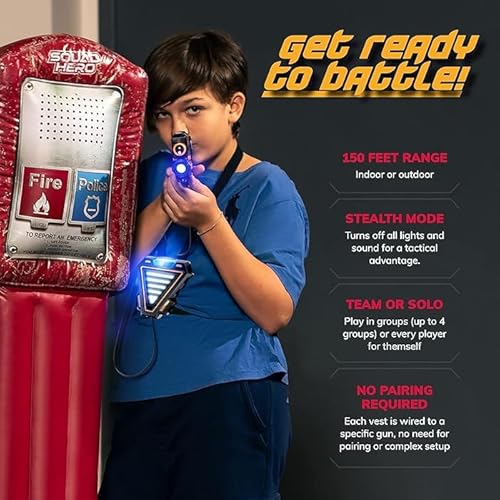 Squad Hero Rechargeable Laser Tag Set for Kids, Teens & Adults - Gun & Vest Sensors - Fun Ideas Age 8+ Year Old Cool Toys - Teen Boy Games - Boys & Girls Outdoor Teenage Group Activities - Kids Gifts