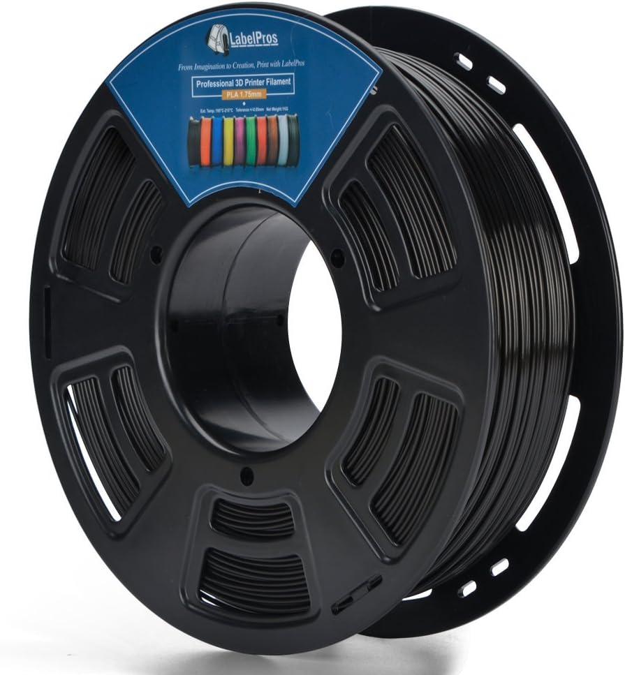 3D PLA 1.75MM Black Plastic 3D Printer Printing Filament, Dimensional Accuracy +/- 0.04 mm, 1KG 2.2LBS