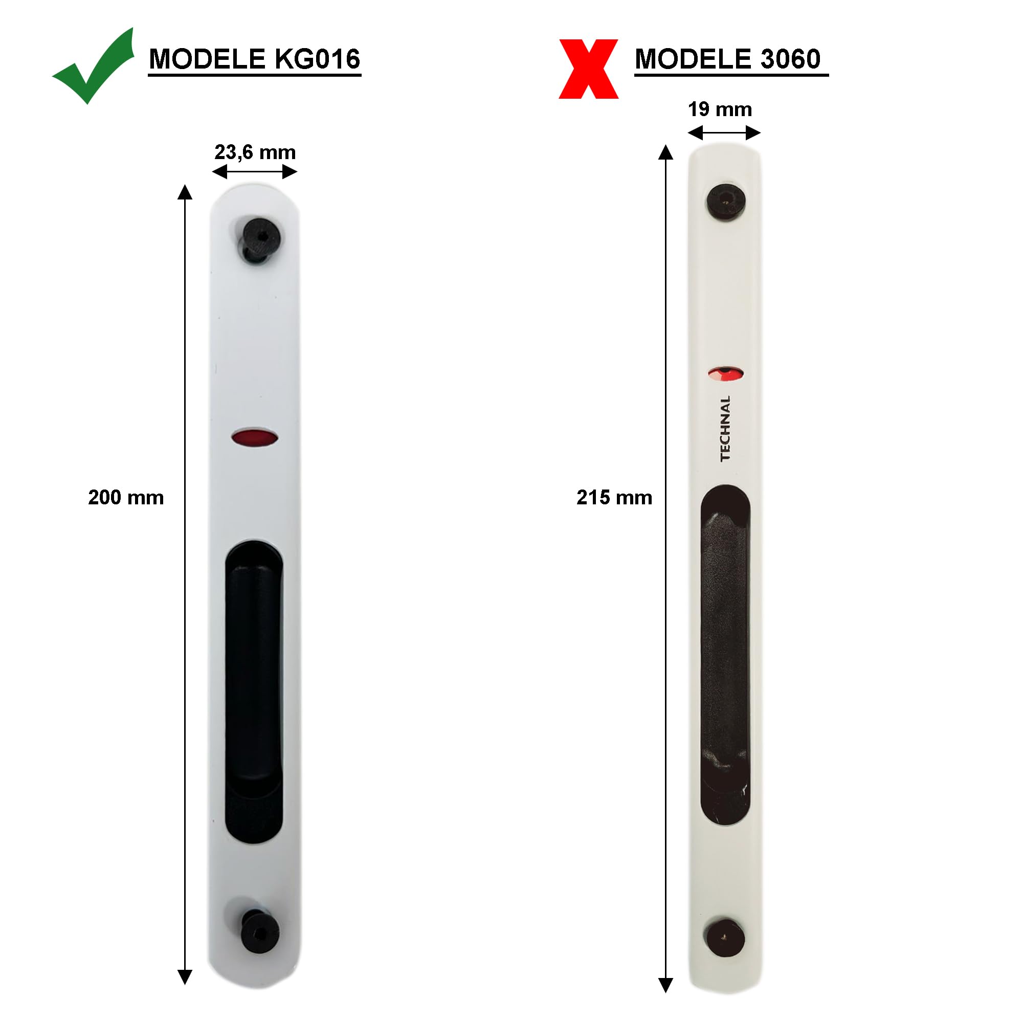 Serrure pour coulissant Technal modèle compatible KG016 (Blanc)