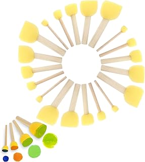 Roinaid 20 Stück Schwammpinsel Schaumstoffpinsel Malschwamm Stupfpinsel Schwammpinsel Kinder Schaumstoff Pinsel, Schwämme ...