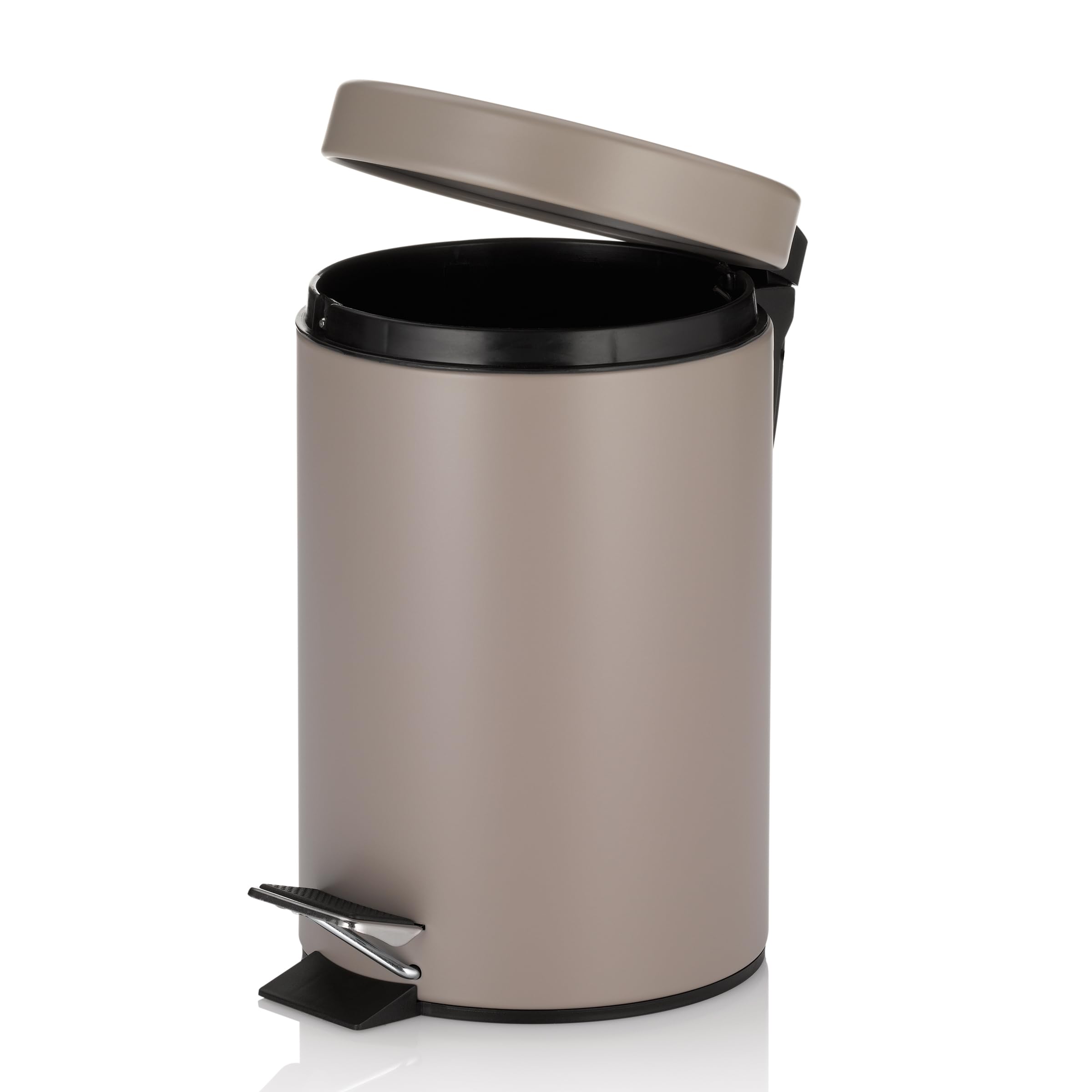 kela Cubo de basura para cosméticos marrón 3 l, cubo de basura metálico con pedal para baño, cubo de basura para baño con cubo interior y asa de transporte, MONACO, marrón cachemira mate