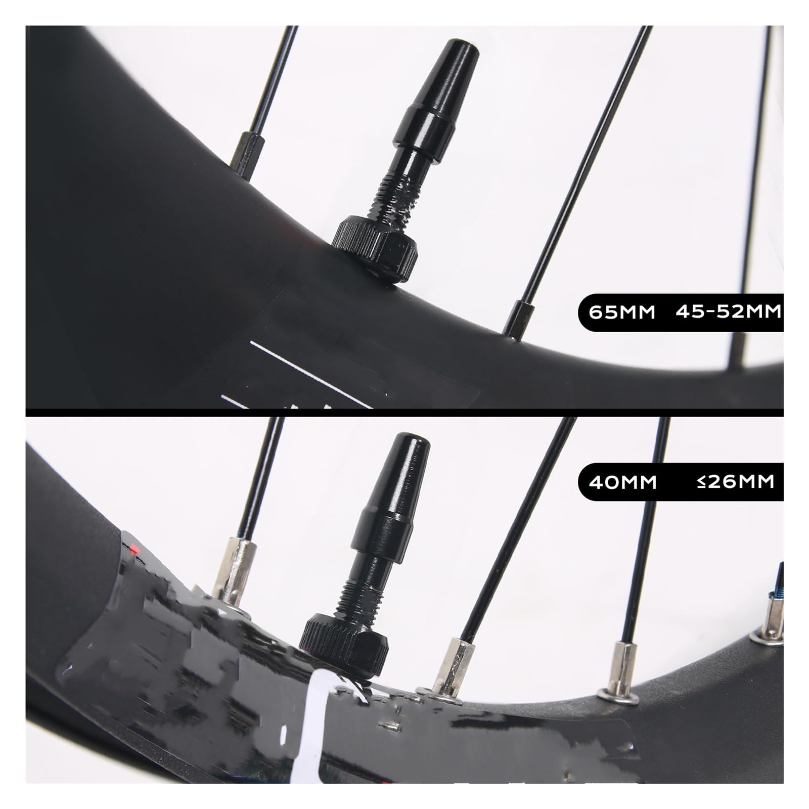 Valvola Presta francese (FV) ugello di gonfiaggio dell'aria, in alluminio CNC per pneumatici tubeless/aspirapolvere per mountain bike (nero, 60 mm)