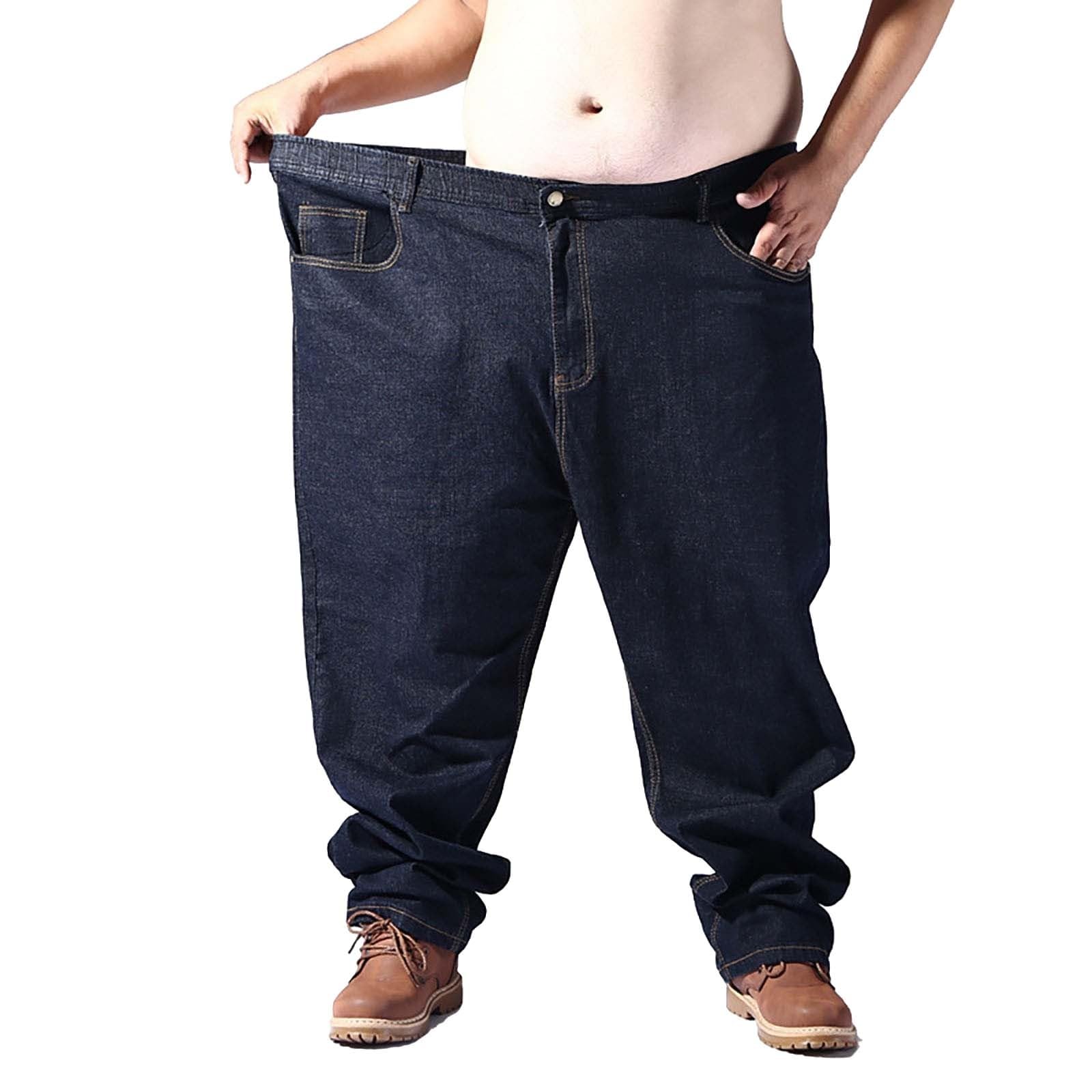 Generisch Stretch Jeanshose Herren Übergröße Freizeithose Weites Bein Denim Hose Relaxed Ausflug Streetwear Einfarbig Jeans Atmungsaktiv Bequeme Stoffhose Große Größen Trekkinghose 5Xl-8Xl
