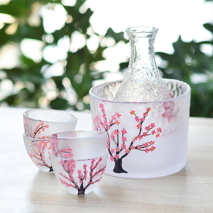 手作り陶器の花柄アルコールグラス4個セット 美濃焼】 花瓶 花立