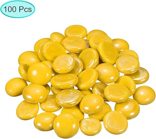 Miniatura 3 de MECCANIXITY Canicas de cerámica planas decorativas de 0.67 a 0.79 pulgadas (0.669-0.748 in), cuentas de relleno de jarrón de roca amarillas para