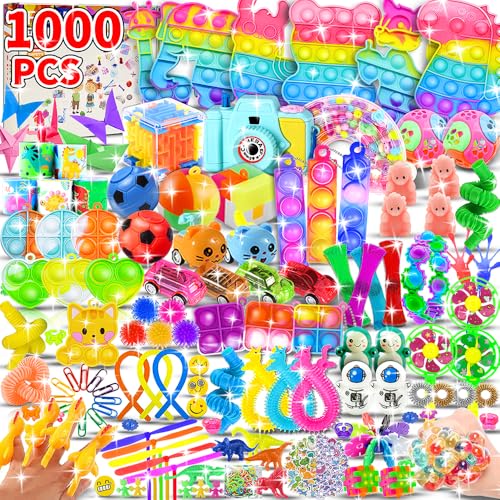 1000pcs Party Favors Goodie Bags for Kids, Fidget Toys Pack, Stocking Pinata Stuffers, Birthday Gifts, Classroom Prize, Treasure Box, Carnival Prizes, Easter Eggs Fillers