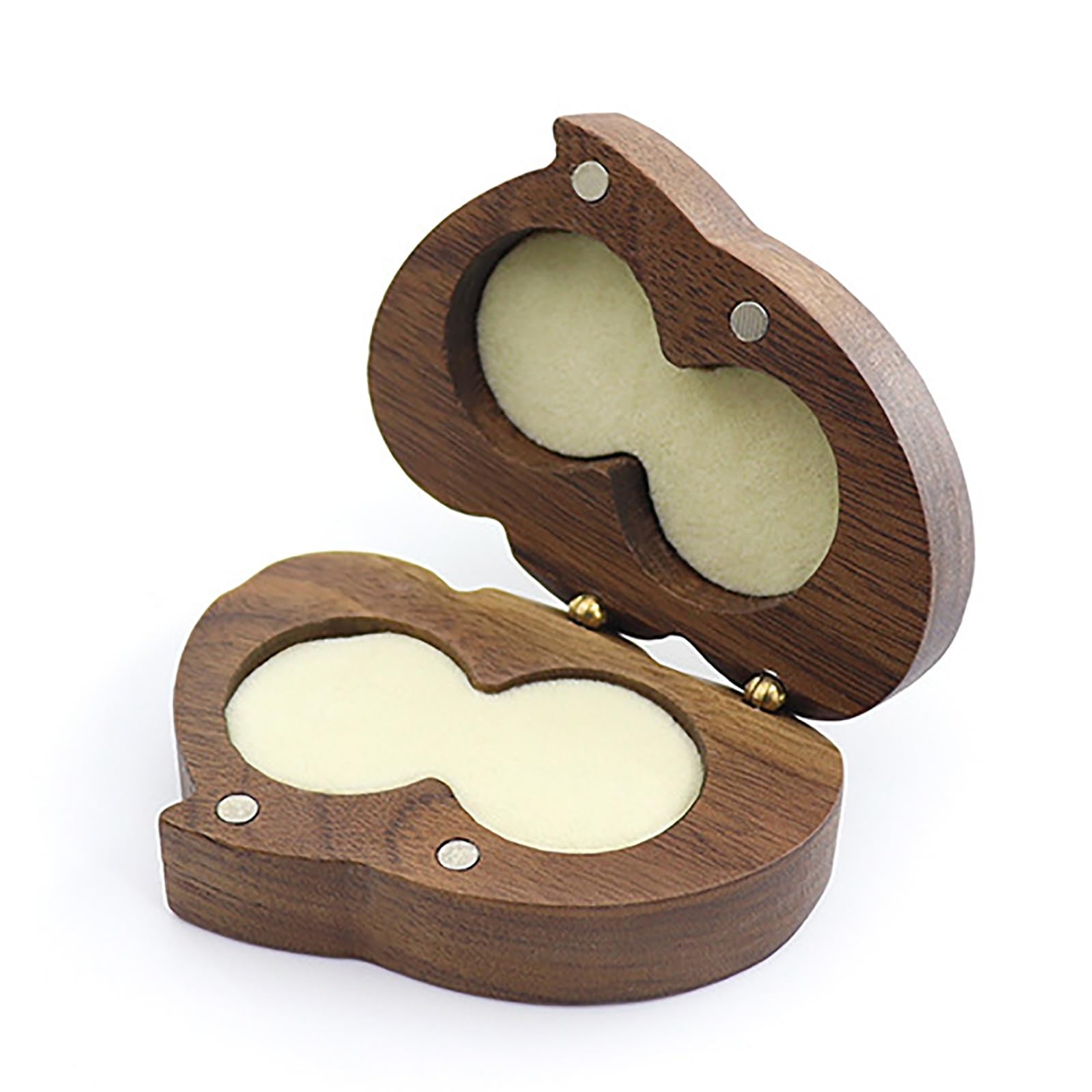 DUMRALBQE Wooden Ring Box Double Solid Wood Storage Box Creative Wooden Ring for Storage and Placement(Beige)