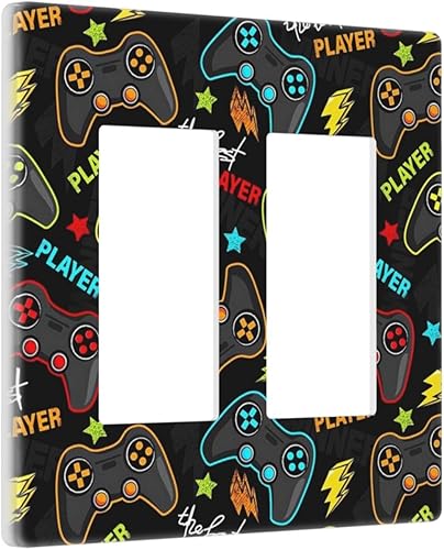 Miniatura 2 de Juego de juegos para niños, juego de 2 bandas, doble rockerDecora interruptor de luz, placa de pared decorativa para pared, placa frontal eléctrica,