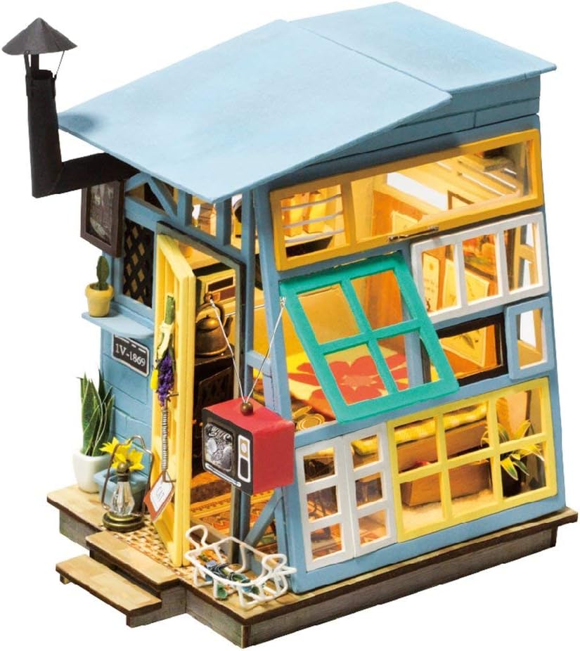 Home Decor Toy Chalet DIY House Art House Creative Family Valentine's Day Gift Wood Handmade Model for Girls and Boys, 15 (L) X10.3 (W) X 15.5 (H) cm