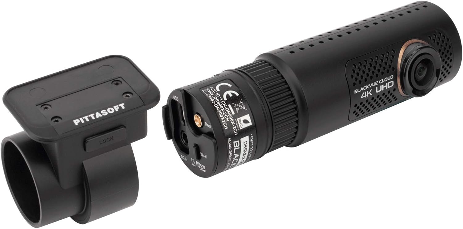 BlackVue DR900X-2CH front camera mounted on its bracket.