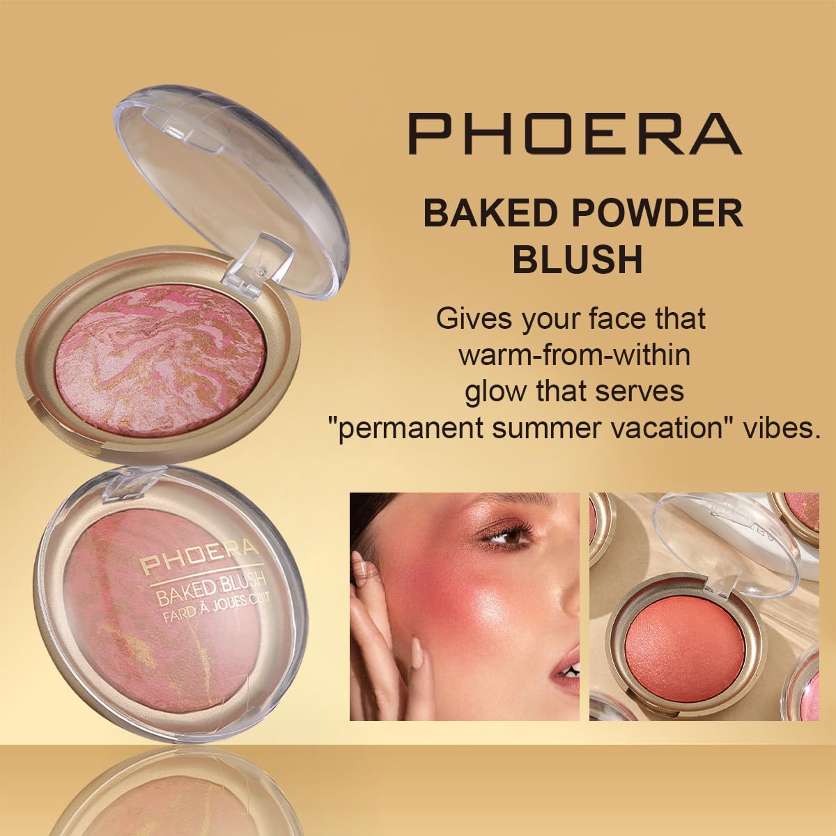 Phoera Baked Powder Blush, Richly Pigmented & Buildable - Image 2