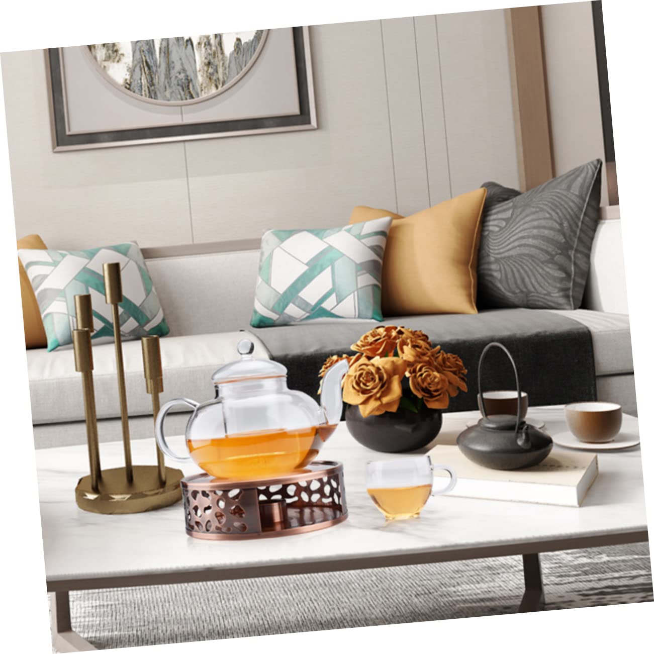 TOPPERFUN 1Pc Stainless Steel Teapot Warmer Tea Accessory with Ventilation for Efficient Heating for Tea Lovers and Present for Any Occasion