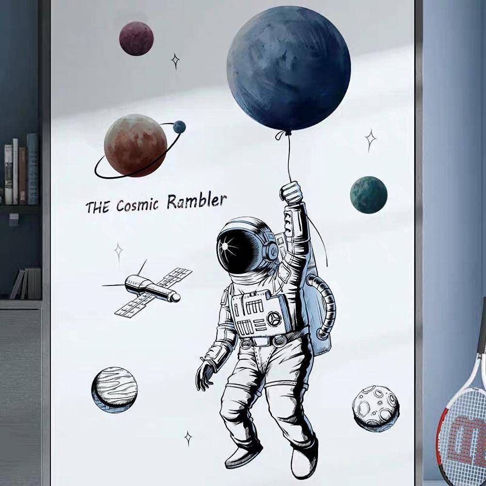 WandSticker4U®- XXL Pegatinas pared ASTRONAUTA (84x125 cm) I vinilo adhesivo pared juveniles planetas espacio sistema solar nave espacial I decoración habitación infantil niño grandes COOL