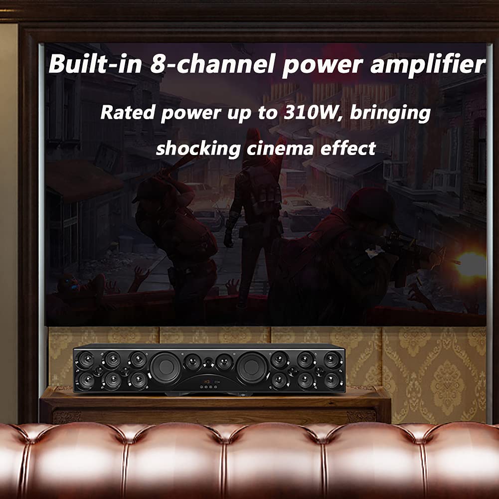Audio Home Theater 7.1, Altoparlante TV Bluetooth 5.0 a 8 Canali Da 310 W, Con Subwoofer Wireless Da 6,5", Fibra Ottica, HDMI, Coassiale, Connessione RCA, Montaggio a Parete, Telecomando
