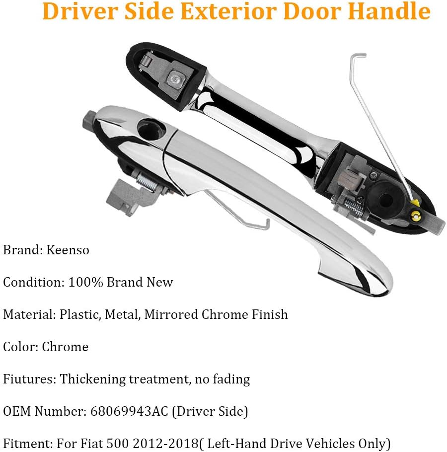 For Fiat 500 2012-2018 Drivers Side Exterior Outer Door Handle Left ＆ Right Hand Drive Left 68069943AC 68069942AC Auto Parts