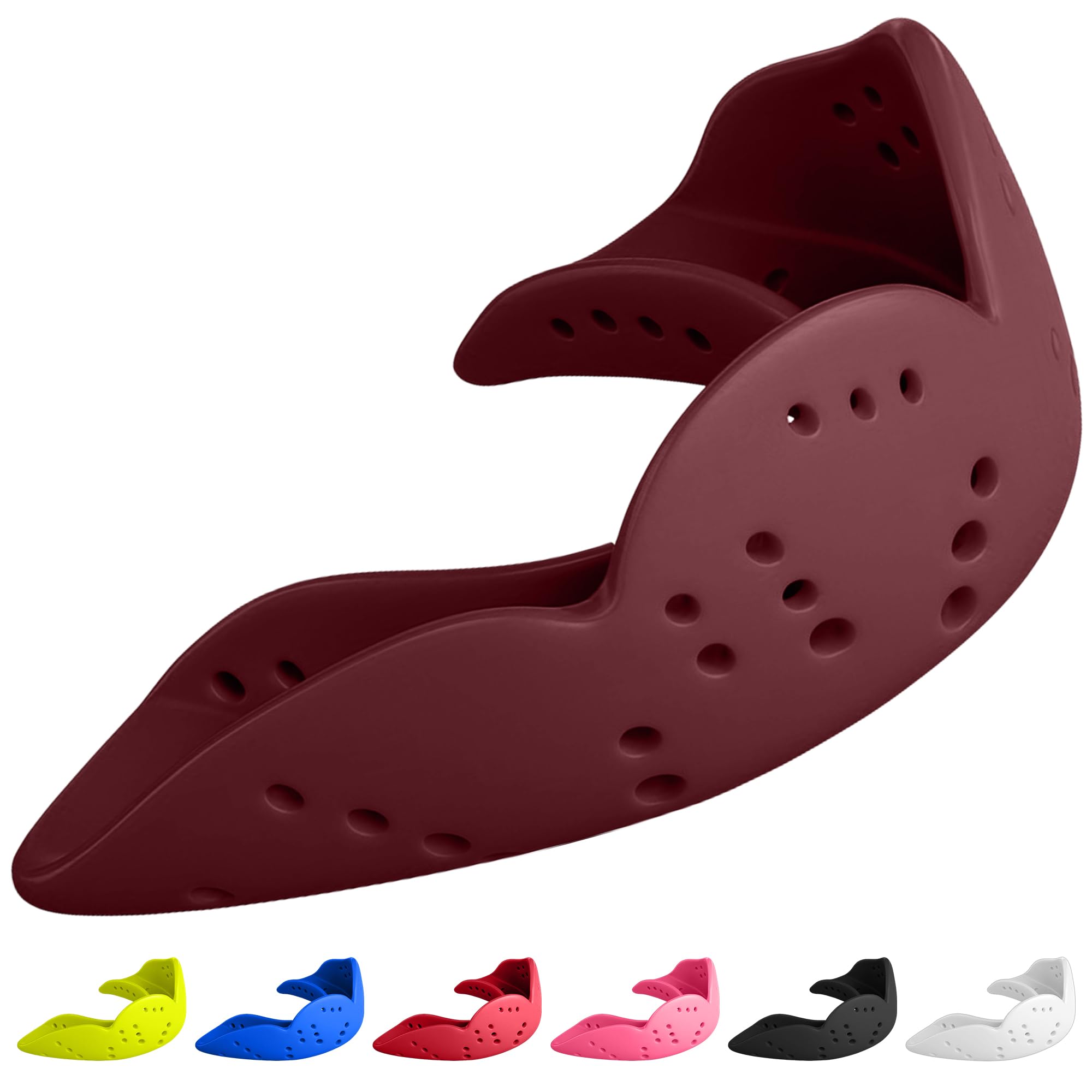 SISU Mouth Guard Aero - Mighty Maroon - Ultra Slim Gumshield for Adults & Kids - Custom Fit Rugby Gum Shield- A Remouldable Sports Mouthguard for Boxing, MMA, Hockey - (Medium 5' - 6' Tall)