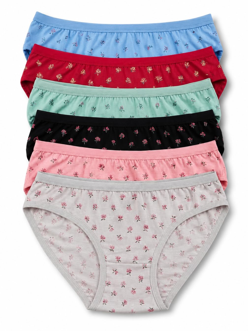 Women's Pure Cotton Printed Brief Panties | Soft & Breathable Everyday Comfort Underwear | Mid-Rise Full Coverage Multicolour Panty Pack of 6-image-32