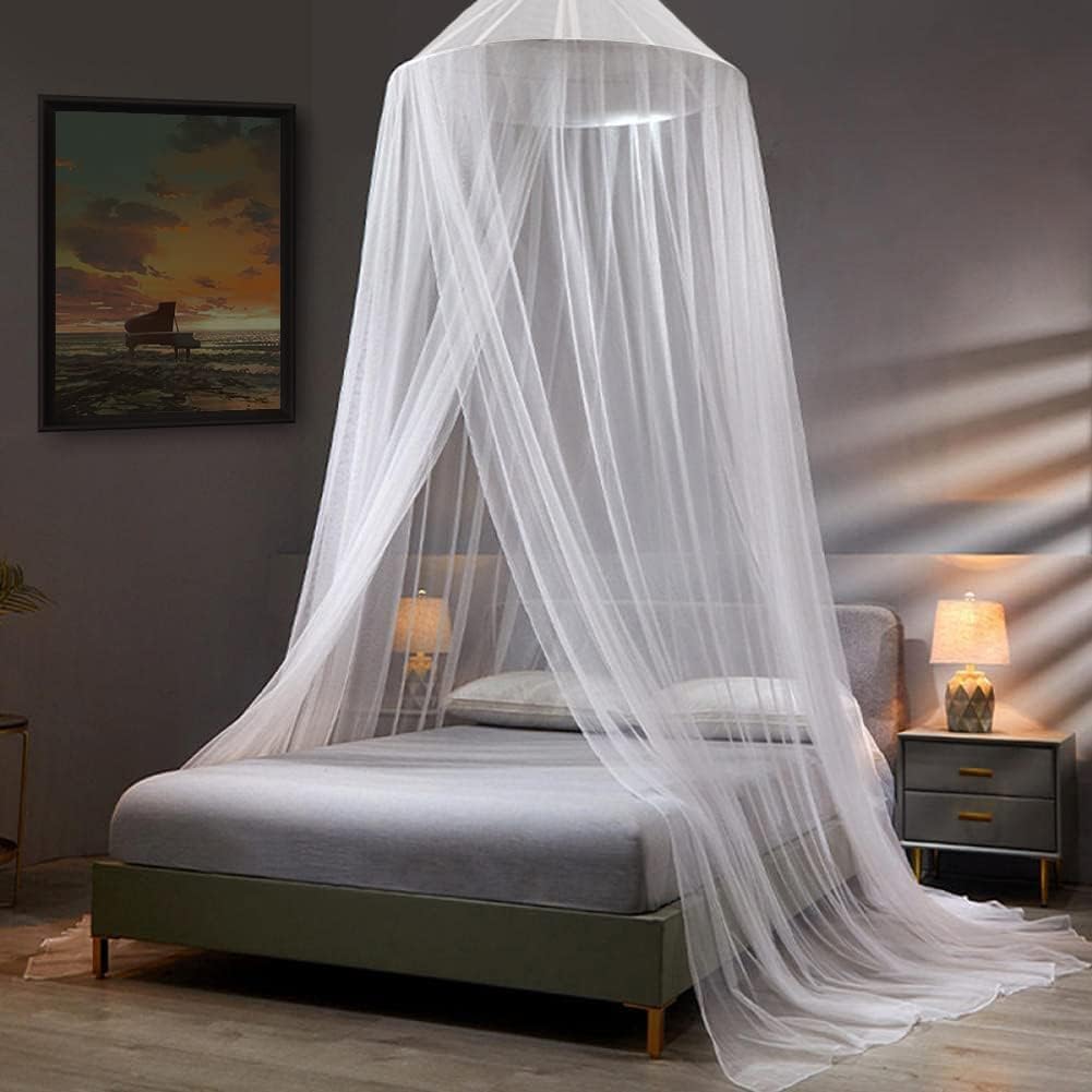 Atoke Mosquito Net for Bed,Large White Bed Canopy, Hanging Bed Net, Easy Installation Ideal for Bedroom Decorative, Travel