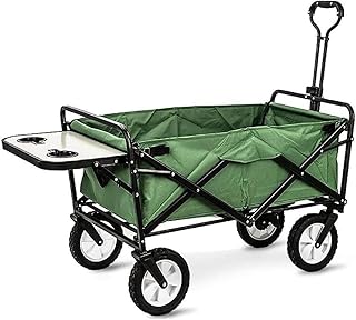 Folding Wagon Cart, Portable Hand Truck Folding Trolley Cart Heavy Duty Wagon for Outdoor Camping Picnic Fishing Multi-Function Shopping Cart with Table Board, Load:80Kg