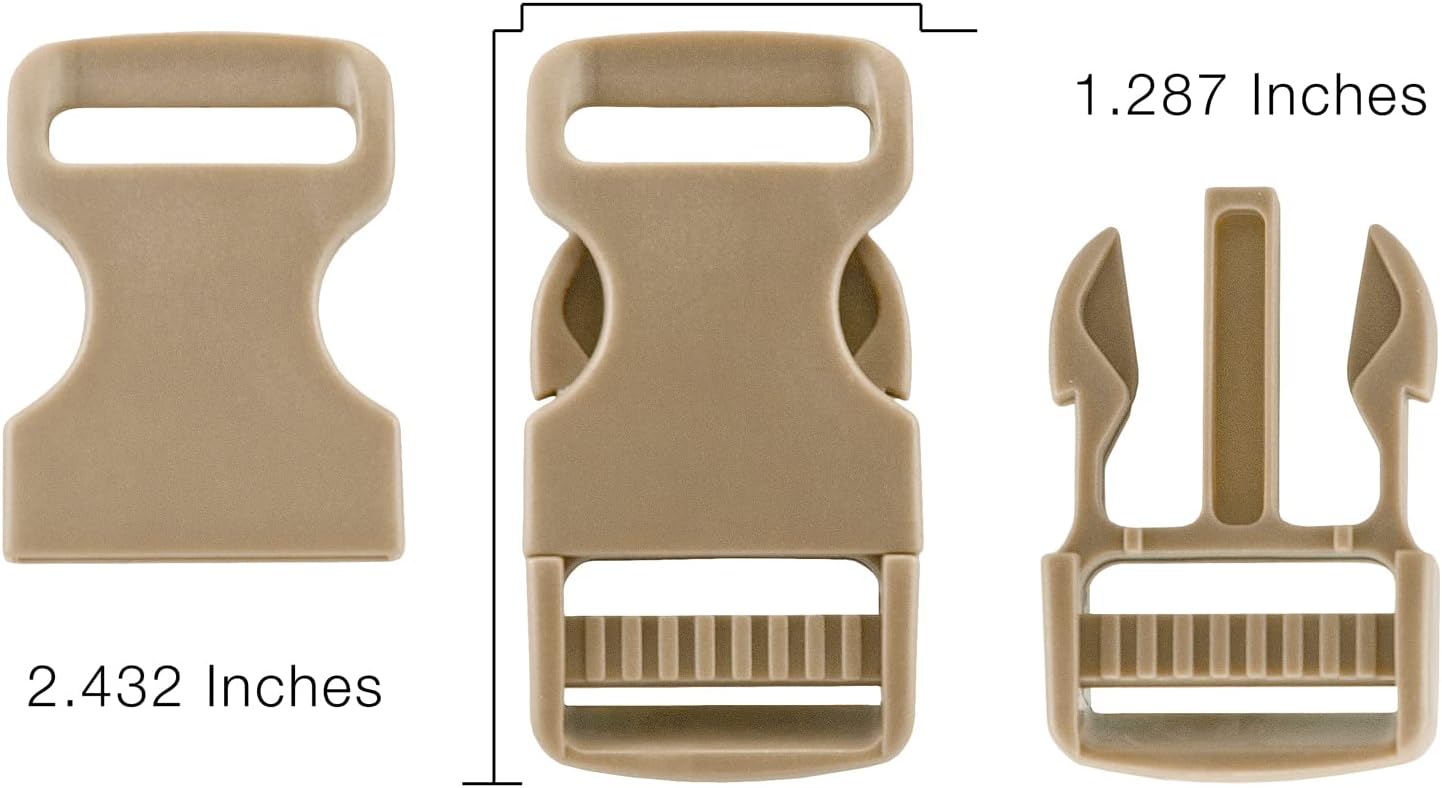 Country Brook Design 10 1 Inch Coyote Tan Flat Side Release Buckle & Triglide Set