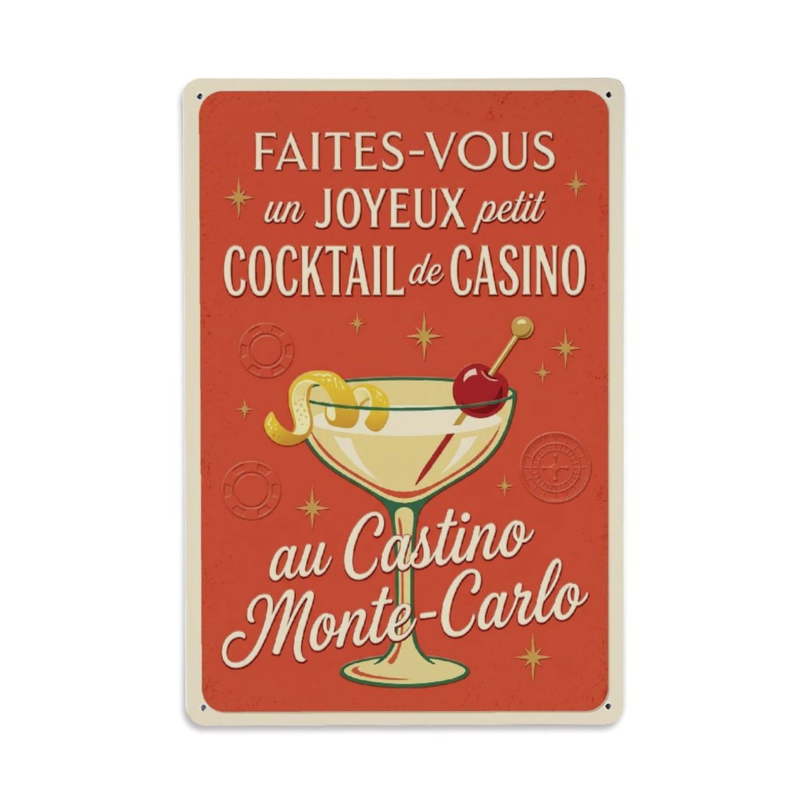 Casino Professional Recipe Metal Tin Sign Plaque Wall Decor for Cafe, Club Bar, Office, Home Garden Metal Poster 8x12Inch