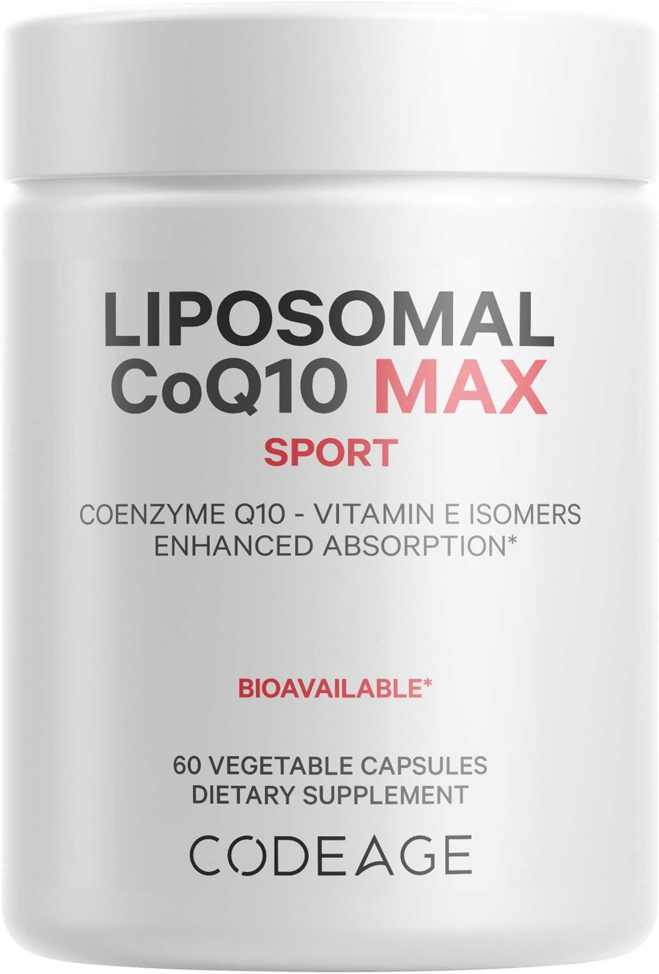 Liposomal CoQ10 Max Supplement - 250 mg Coenzyme Q10 with Vitamin E Isomers Tocopherols - 2-Month Supply - 1 Capsule Per Serving - Liposomal Delivery - Non-GMO, Gluten-Free - 60 Capsules
