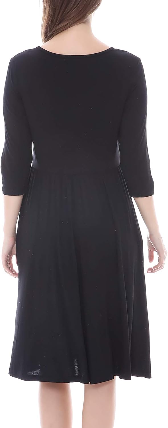 Smallshow Women's 3/4 Sleeve Nursing Dress Maternity Breastfeeding Clothes at  Women’s Clothing store