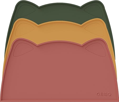 Miniatura 8 de OHMO - Cat Food Mat, Silicone Pet Feeding Mat for Floor Non-Skid Waterproof Dog Water Bowl Tray, Easy to Clean Pet Placemat (Erythrinus, 18 * 9.8'')