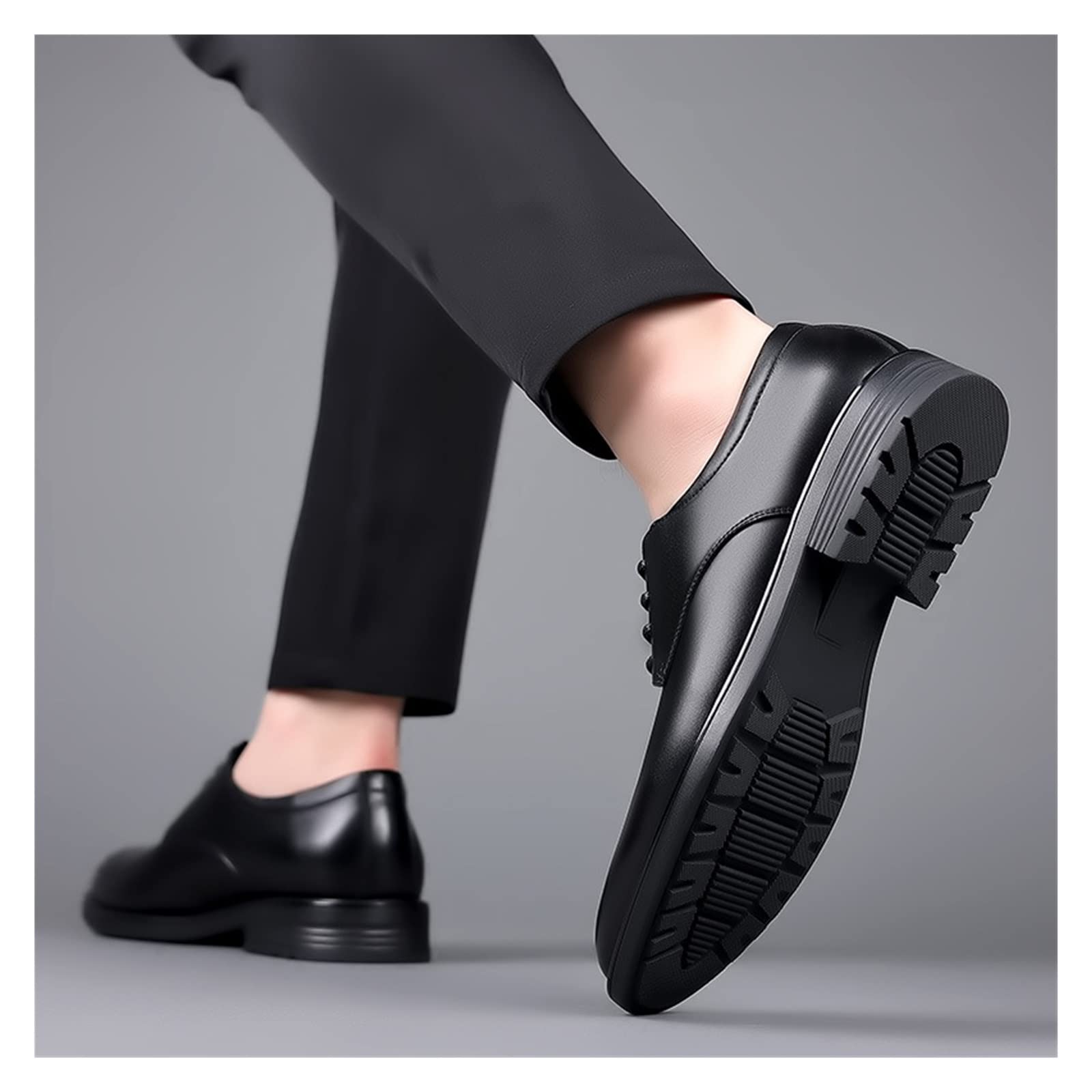CARZE Formalne męskie skórzane buty Business Casual Brytyjskie buty męskie Skórzane jesienne czarne skórzane buty męskie buty męskie(39)