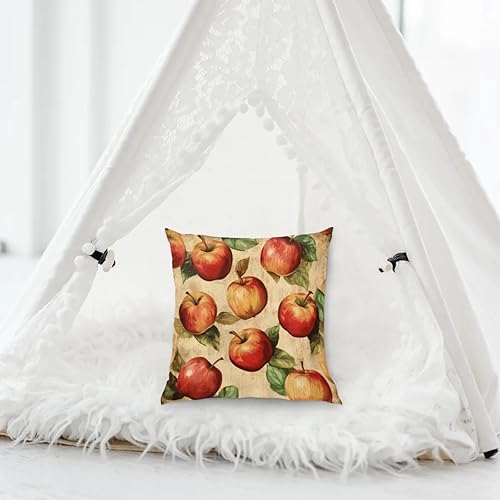 Miniatura 5 de Fundas de almohada vintage con manzanas y frutas marrones, fundas de cojín cuadradas para sofá, dormitorio, sala de estar, 18 x 18 pulgadas