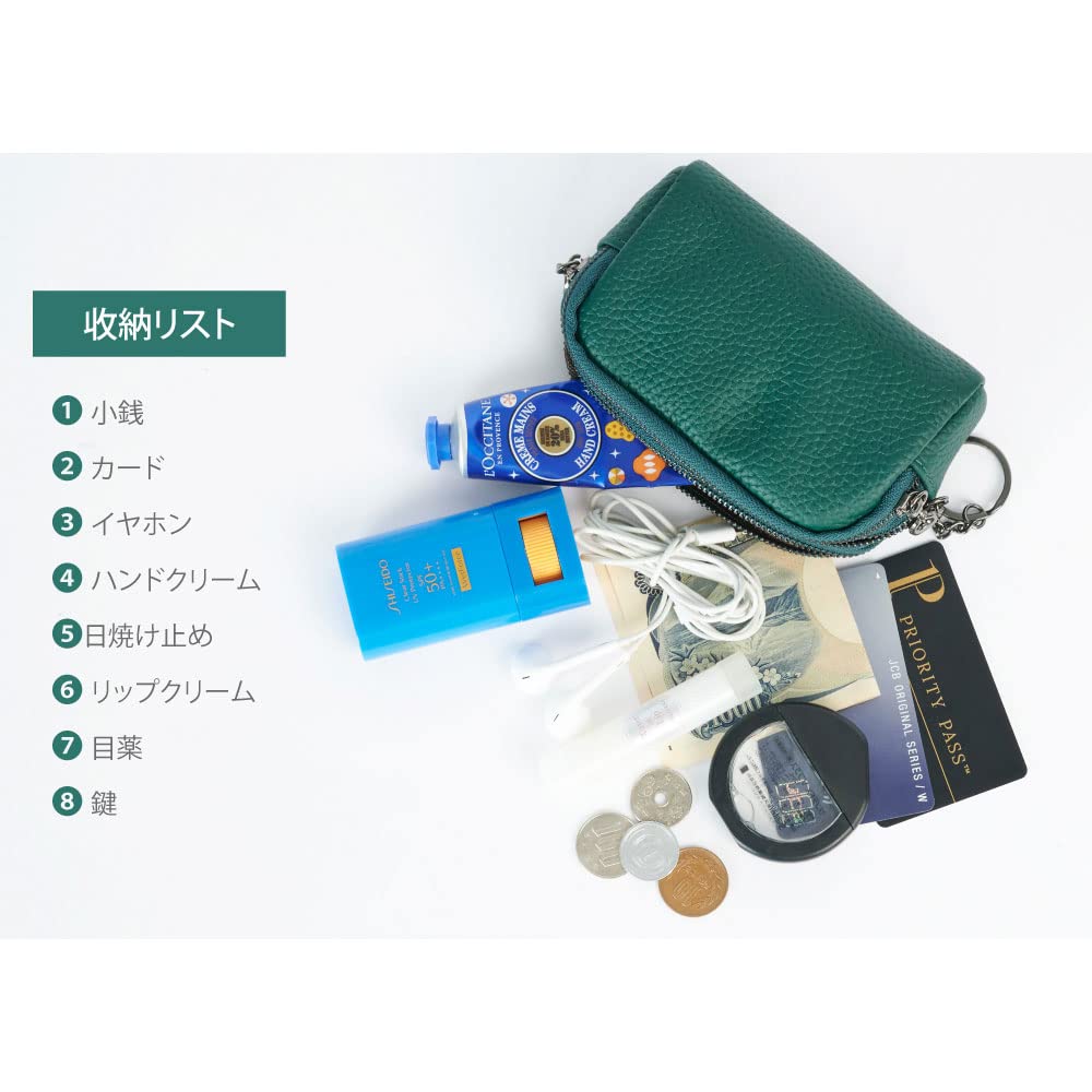 Amazon.co.jp: 【チアキ】コインケース 小銭入れ 財布 大容量 ミニ財布 本革 レディース ミニウォレット コンパクト かわいい 軽い  薄い 磁気 スキミング防止 bag-cp104-gn : ファッション