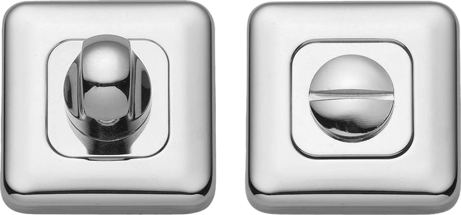 Architectural Hardware Polished Chrome Howdens Bertelli Lugano Bathroom Lock Thumb Turn & Release On Round Rose