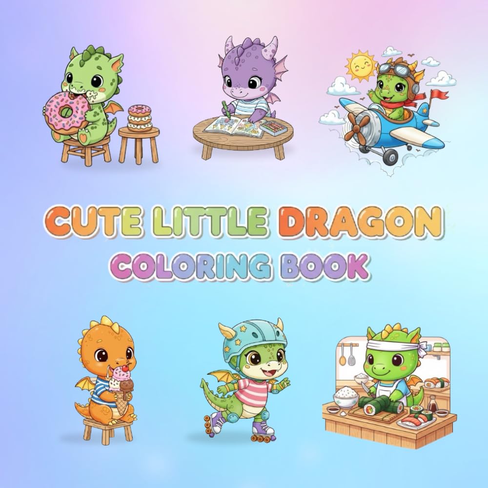 Cute Little Dragon Coloring Book for Kids and adults.: Bold and Easy design