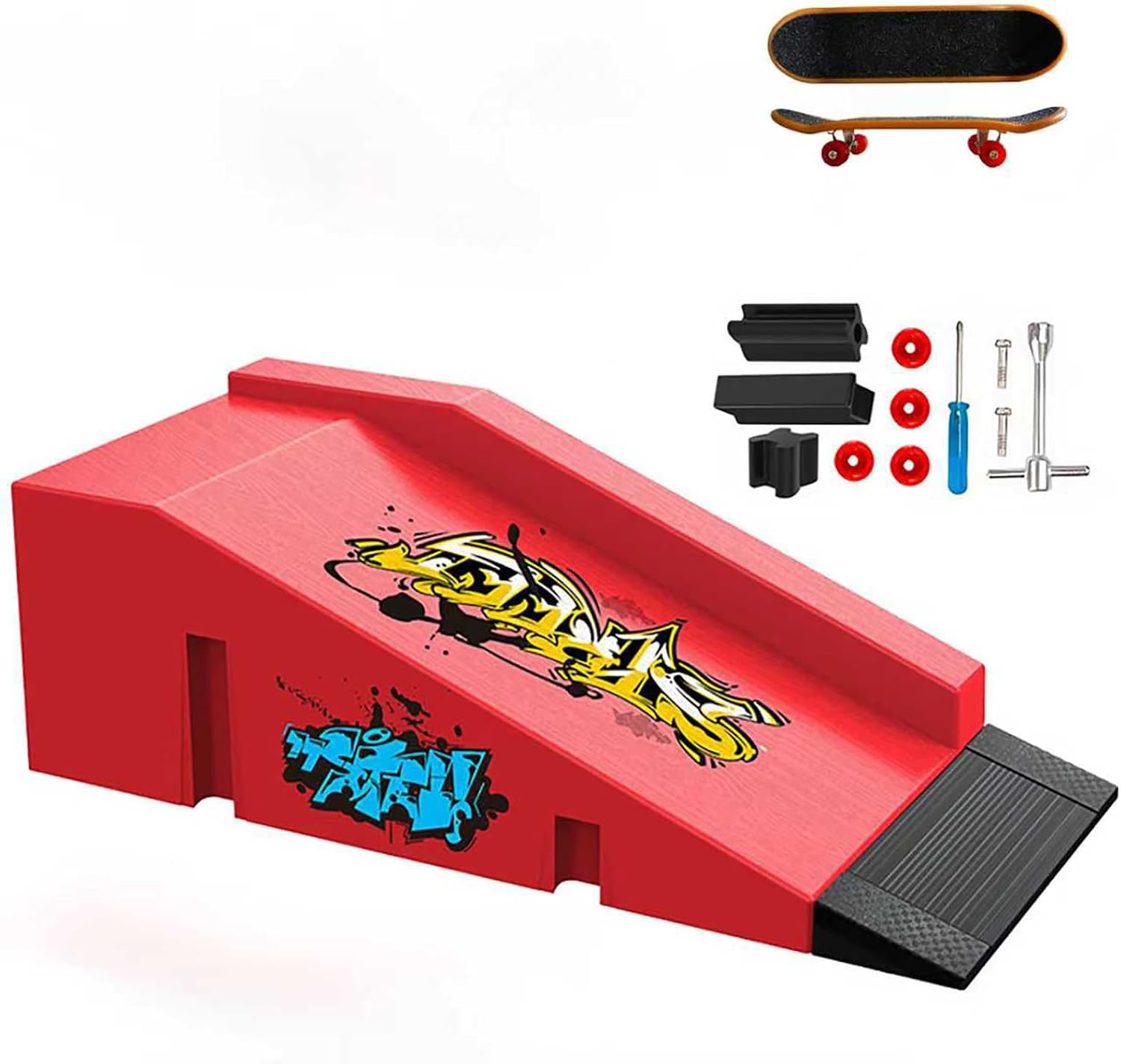 Fingerboard Skate Park Set, Mini Finger Ramp Obstacle Training Toy Kit (A) | DIY Assembly, Tech Deck Ramp Compatible, Pro Fingertip Skate Desktop Stunt Props, Creative Gift for Kids Teens Adults